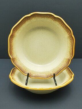Mikasa Whole Wheat Rim Soup Bowls Speckled Tan Stoneware Soup Cereal Bowls